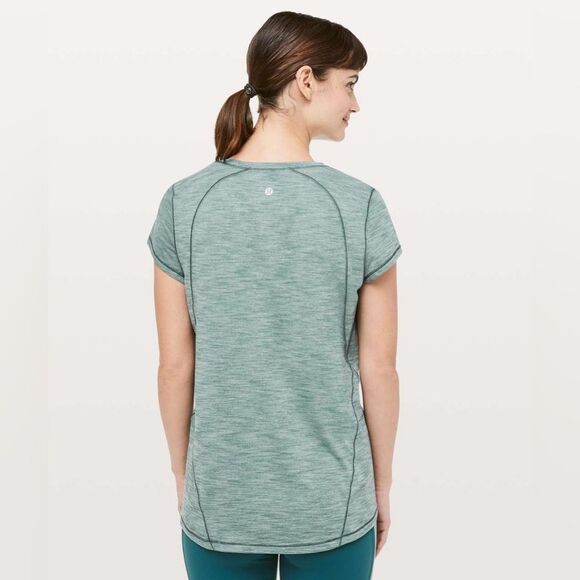 Lululemon Another Mile Short Sleeve Heathered Green Smoke size 4 - Picture 8 of 8